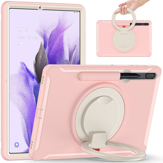 For Samsung Galaxy Tab S8+ / Tab S8 Plus /  Tab S7 FE / Tab S7+/S7 FE 12.4 inch T970 Shockproof TPU + PC Protective Case with 360 Degree Rotation Foldable Handle Grip Holder & Pen Slot(Cherry Blossoms Pink) - Galaxy Tab S8+ Cases by buy2fix | Online Shopping UK | buy2fix