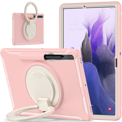 For Samsung Galaxy Tab S8+ / Tab S8 Plus /  Tab S7 FE / Tab S7+/S7 FE 12.4 inch T970 Shockproof TPU + PC Protective Case with 360 Degree Rotation Foldable Handle Grip Holder & Pen Slot(Cherry Blossoms Pink) - Galaxy Tab S8+ Cases by buy2fix | Online Shopping UK | buy2fix