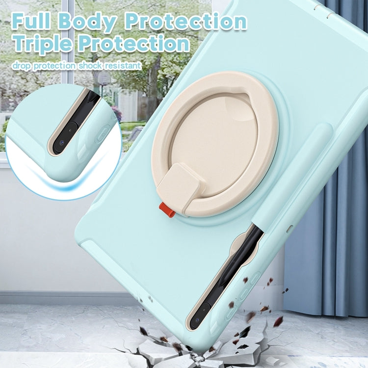 For Samsung Galaxy Tab S8+ / Tab S8 Plus /  Tab S7 FE / Tab S7+/S7 FE 12.4 inch T970 Shockproof TPU + PC Protective Case with 360 Degree Rotation Foldable Handle Grip Holder & Pen Slot(Ice Crystal Blue) - Galaxy Tab S8+ Cases by buy2fix | Online Shopping UK | buy2fix