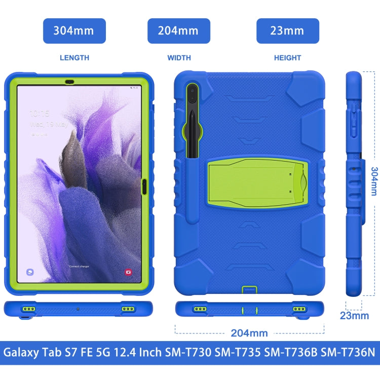For Samsung Galaxy Tab S7+/ Tab S7 FE / Tab S8+ 3-Layer Protection Screen Frame + PC + Silicone Combination Case with Holder(Blue+Lime) - Other Galaxy Tab PC by buy2fix | Online Shopping UK | buy2fix