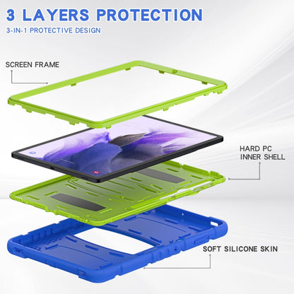 For Samsung Galaxy Tab S7+/ Tab S7 FE / Tab S8+ 3-Layer Protection Screen Frame + PC + Silicone Combination Case with Holder(Blue+Lime) - Other Galaxy Tab PC by buy2fix | Online Shopping UK | buy2fix