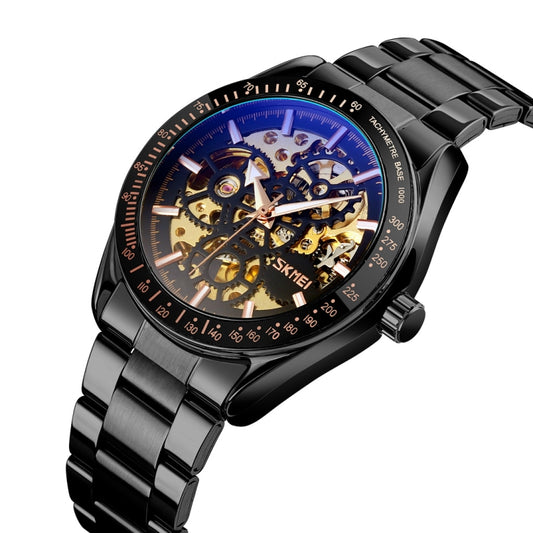 SKMEI 9194 Men Mechanical Gear Dial Automatic Mechanical Watch(Black) - Metal Strap Watches by SKMEI | Online Shopping UK | buy2fix