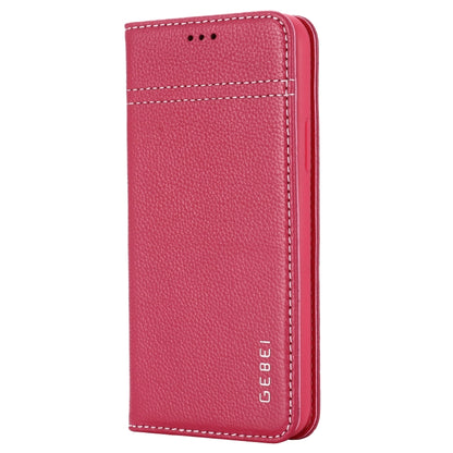 For iPhone 11 Pro GEBEI Top-grain Leather Horizontal Flip Protective Case with Holder & Card Slots(Rose Red) - iPhone 11 Pro Cases by GEBEI | Online Shopping UK | buy2fix