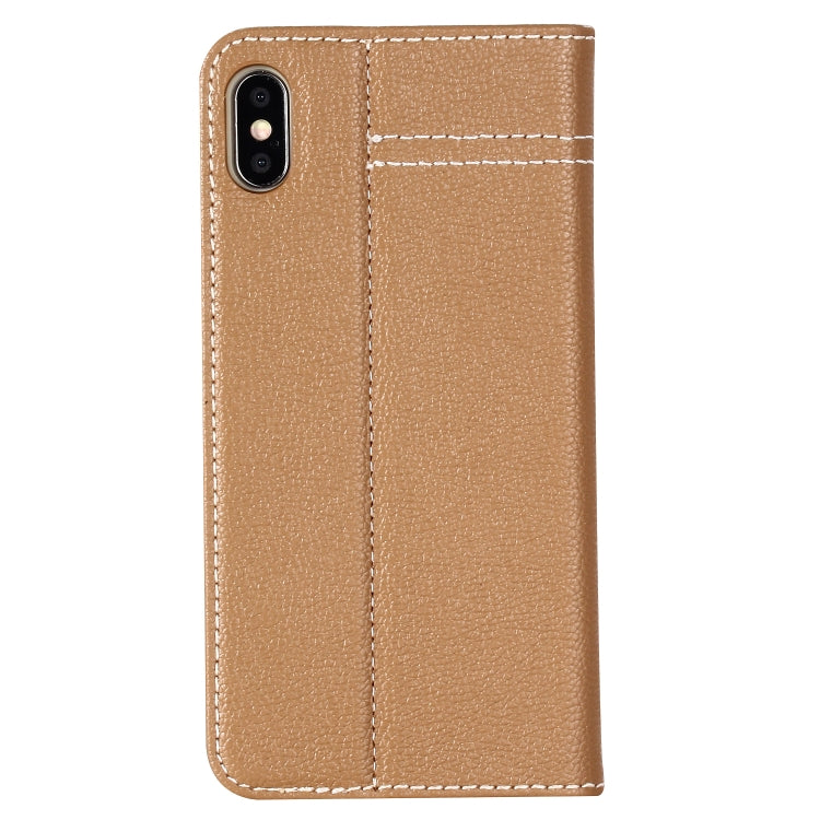 For iPhone XR GEBEI Top-grain Leather Horizontal Flip Protective Case with Holder & Card Slots(Khaki) - More iPhone Cases by GEBEI | Online Shopping UK | buy2fix