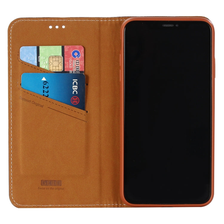 For iPhone XS Max GEBEI Top-grain Leather Horizontal Flip Protective Case with Holder & Card Slots(Brown) - More iPhone Cases by GEBEI | Online Shopping UK | buy2fix