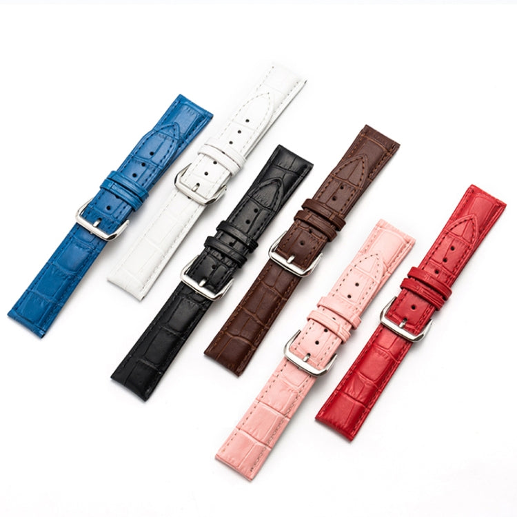 14mm Two-layer Cowhide Leather Bamboo Joint Texture Watch Band(White) - Smart Wear by buy2fix | Online Shopping UK | buy2fix