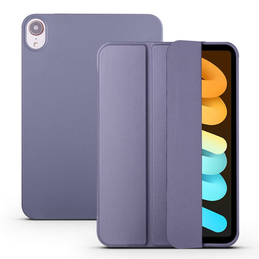 For iPad mini 6 3-folding Horizontal Flip Honeycomb TPU Shockproof + PU Leather Tablet Case with Holder(Lavender Gray) - iPad mini 6 Cases by buy2fix | Online Shopping UK | buy2fix