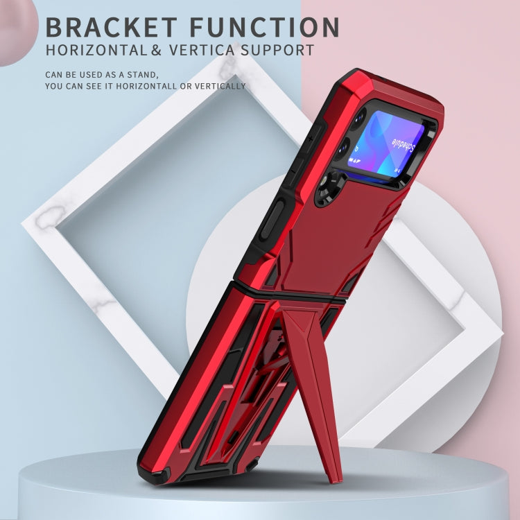 For Samsung Galaxy Z Flip3 5G Super V Armor PC + TPU Shockproof Case with Invisible Holder(Red) - Samsung Accessories by buy2fix | Online Shopping UK | buy2fix