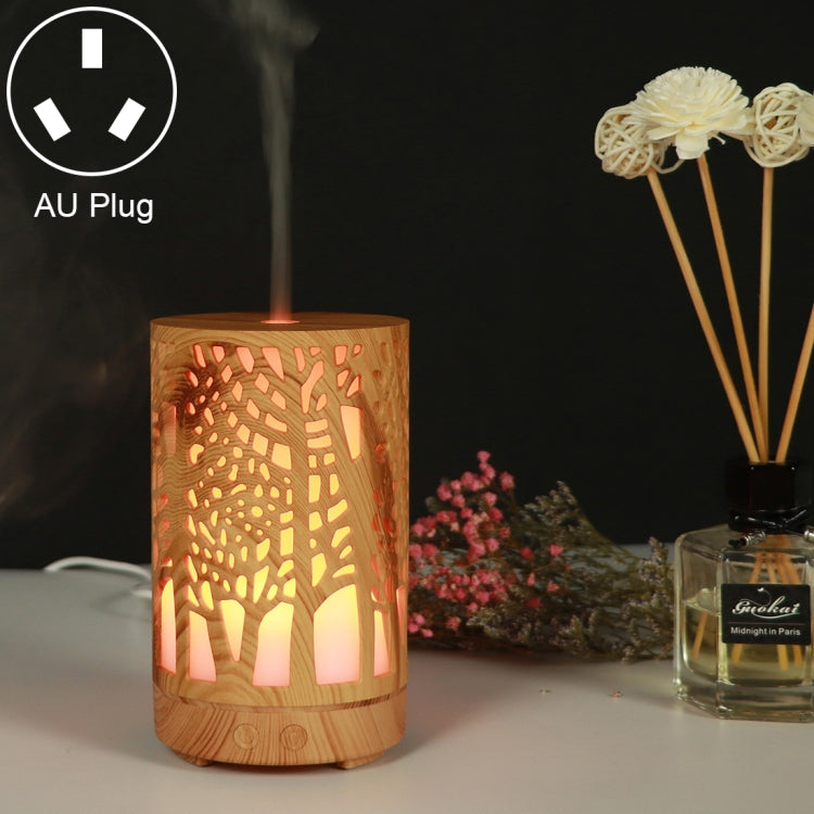 200ml Hollow-out Forest Pattern Wooden Essential Oil Aromatherapy Machine Ultrasonic Humidifier Automatic Alcohol Sprayer, Plug Specification:AU Plug(Light Brown-3) - Home & Garden by buy2fix | Online Shopping UK | buy2fix