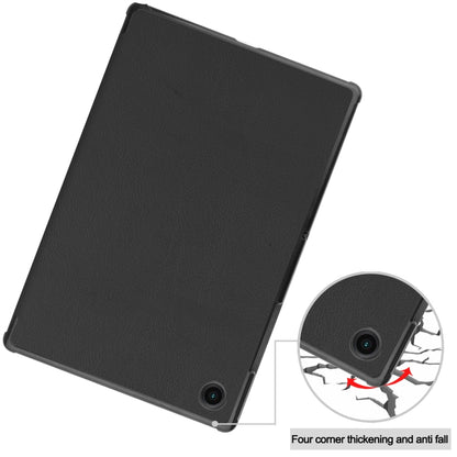 For Samsung Galaxy Tab A8 2021 Three-folding Holder Custer Texture Leather Tablet Case(Black) - Samsung Accessories by buy2fix | Online Shopping UK | buy2fix