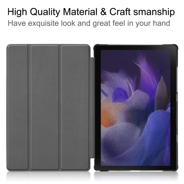 For Samsung Galaxy Tab A8 2021 Three-folding Holder Custer Texture Leather Tablet Case(Purple) - Samsung Accessories by buy2fix | Online Shopping UK | buy2fix