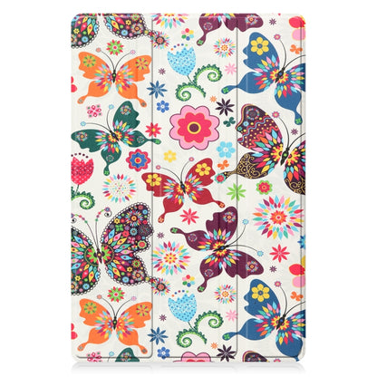 For Samsung Galaxy Tab A8 2021 Painted Leather Tablet Case with 3-Fold Holder(Color Butterfly) - Samsung Accessories by buy2fix | Online Shopping UK | buy2fix