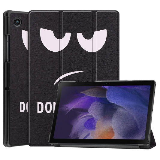 For Samsung Galaxy Tab A8 2021 Painted Leather Tablet Case with 3-Fold Holder(Big Eye Me) - Samsung Accessories by buy2fix | Online Shopping UK | buy2fix