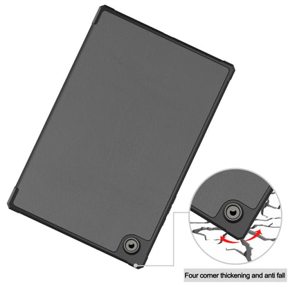 For Samsung Galaxy Tab A8 2021 SM-X205 3-Fold Holder Leather Tablet Case(Grey) - Samsung Accessories by buy2fix | Online Shopping UK | buy2fix