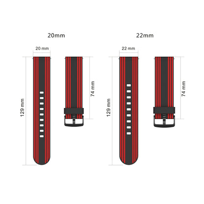 22mm Stripe Silicone Watch Band(Black Grey) - Watch Bands by buy2fix | Online Shopping UK | buy2fix