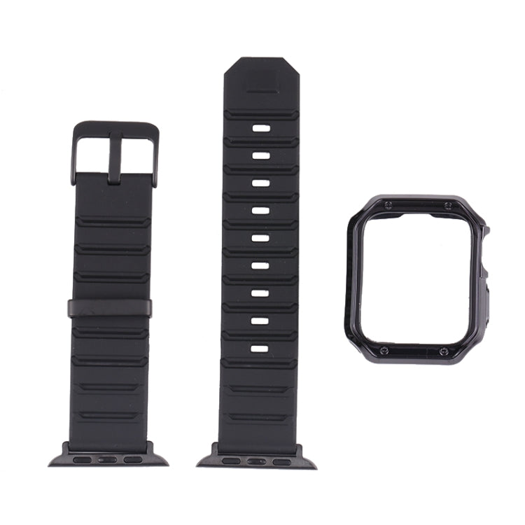 Silicone Watch Band + Watch Case Set For Apple Watch Series 7 41mm(Black White) - Watch Bands by buy2fix | Online Shopping UK | buy2fix