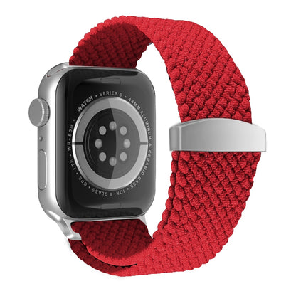 Nylon Braid Watch Band For Apple Watch Series 9&8&7 41mm / SE 3&SE 2&6&SE&5&4 40mm / 3&2&1 38mm(Red) - Watch Bands by buy2fix | Online Shopping UK | buy2fix