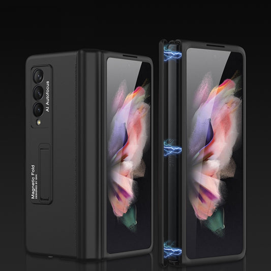 For Samsung Galaxy Z Fold3 5G GKK Magnetic Full Coverage Phone Flip Case with Holder(Black) - Galaxy Phone Cases by GKK | Online Shopping UK | buy2fix