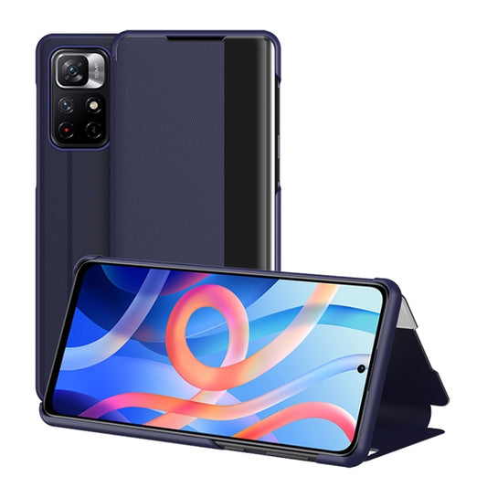 For Xiaomi Redmi Note 11 Window View Leather Phone Case(Blue) - Xiaomi Cases by buy2fix | Online Shopping UK | buy2fix