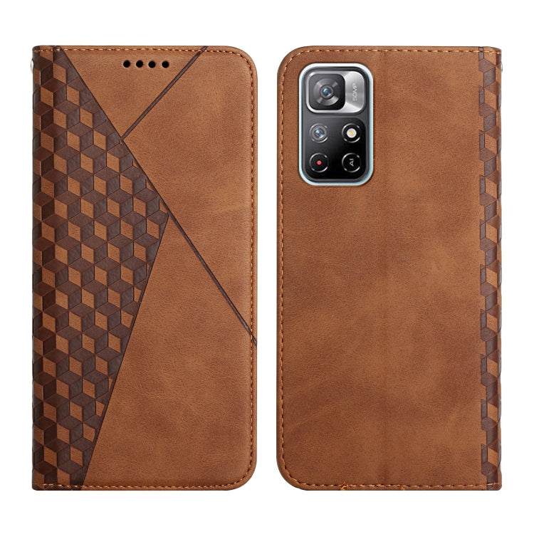 For Xiaomi Redmi Note 11 5G Skin Feel Magnetic Leather Phone Case(Brown) - Xiaomi Cases by buy2fix | Online Shopping UK | buy2fix