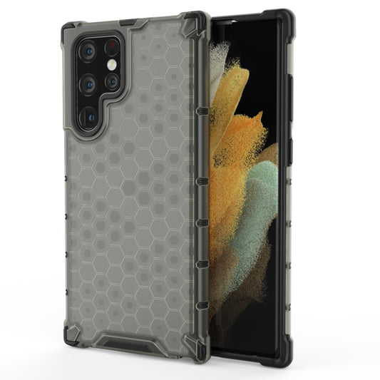 For Samsung Galaxy S22 Ultra 5G Honeycomb PC + TPU Phone Case(Black) - Galaxy S22 Ultra 5G Cases by buy2fix | Online Shopping UK | buy2fix