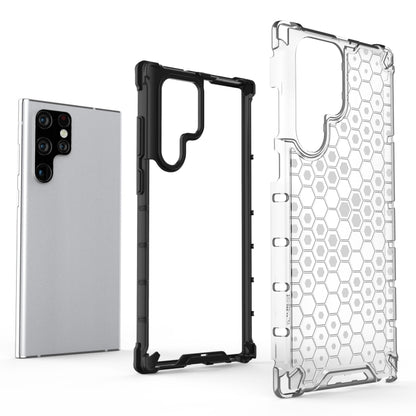 For Samsung Galaxy S22 Ultra 5G Honeycomb PC + TPU Phone Case(Black) - Galaxy S22 Ultra 5G Cases by buy2fix | Online Shopping UK | buy2fix