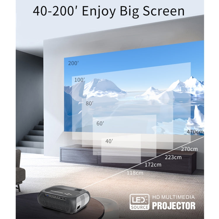 T7i 720P 200 ANSI Home Theater LED HD Digital Projector, Basic Version, US Plug(Silver Grey) - Consumer Electronics by buy2fix | Online Shopping UK | buy2fix