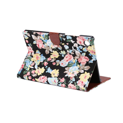 For Samsung Galaxy Tab A8 10.5 2021 X200 / X205 Flower Cloth Leather Smart Tablet Case(Black) - Samsung Accessories by buy2fix | Online Shopping UK | buy2fix