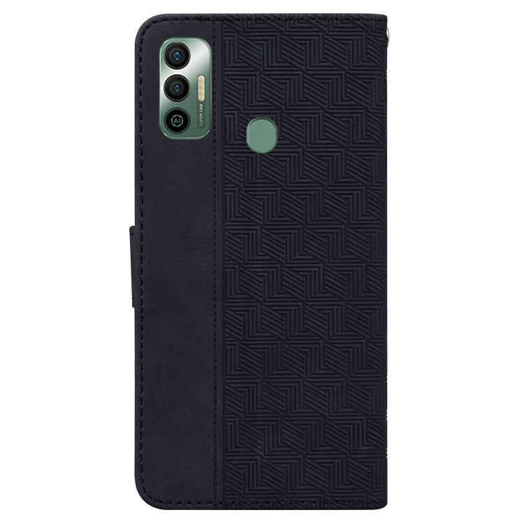 For Tecno Spark 7 Geometric Embossed Leather Phone Case(Black) - Mobile Accessories by buy2fix | Online Shopping UK | buy2fix