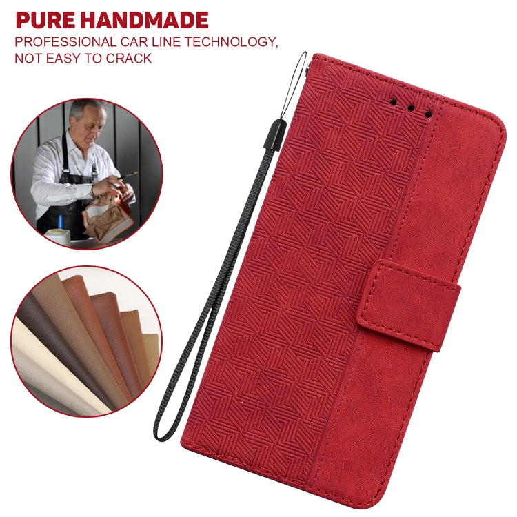 For Samsung Galaxy A73 5G Geometric Embossed Leather Phone Case(Red) - Samsung Accessories by buy2fix | Online Shopping UK | buy2fix