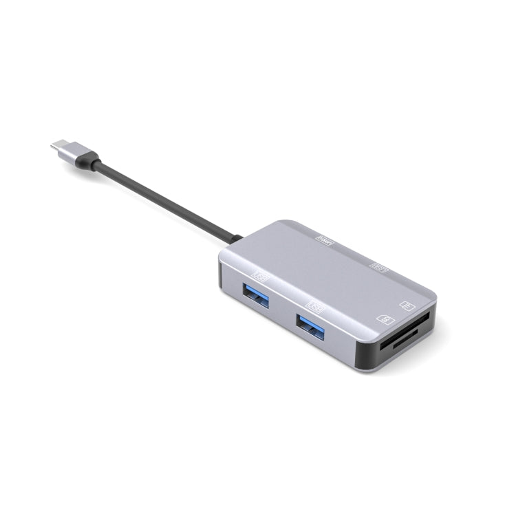 NK-3049H 6 in 1 USB-C / Type-C to TF / SD Card Slot + USB 3.0 + 3 USB 2.0 Female Adapter(Space Grey) - Computer & Networking by buy2fix | Online Shopping UK | buy2fix