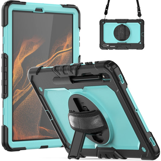 For Samsung Galaxy Tab S8+ 12.4 inch SM-X800 Silicone + PC Tablet Case(Black+Light Blue) - Galaxy Tab S8+ Cases by buy2fix | Online Shopping UK | buy2fix