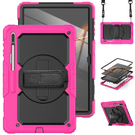 For Samsung Galaxy Tab S8 Ultra 14.6 inch SM-X900 Silicone + PC Tablet Case(Rose Red+Black) - Galaxy Tab S8 Ultra Cases by buy2fix | Online Shopping UK | buy2fix