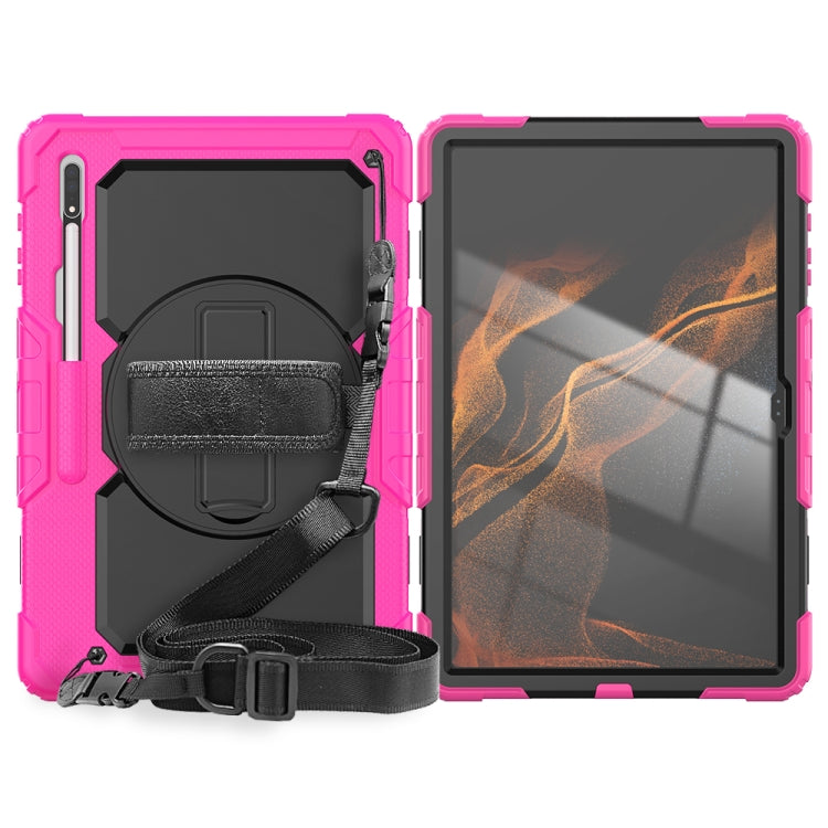 For Samsung Galaxy Tab S8 Ultra 14.6 inch SM-X900 Silicone + PC Tablet Case(Rose Red+Black) - Galaxy Tab S8 Ultra Cases by buy2fix | Online Shopping UK | buy2fix