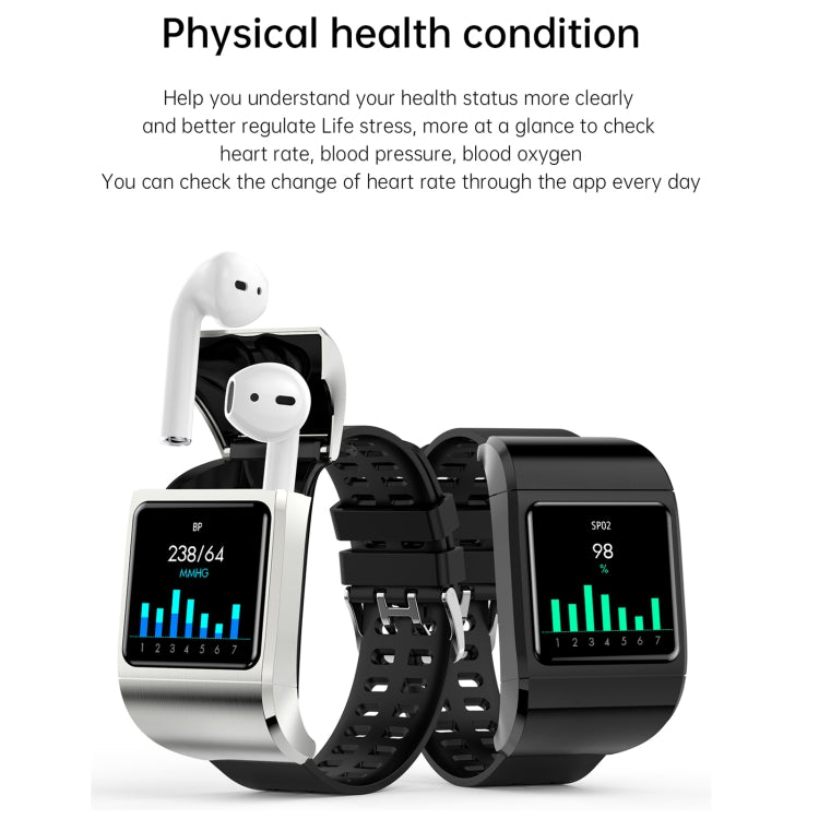 G36pro 1.3 inch IPS Screen Earphone Smart Watch,Support Blood Pressure Measurement / Sleep Monitoring(Silver) - Smart Wear by buy2fix | Online Shopping UK | buy2fix