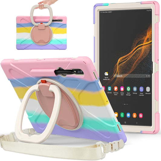 For Samsung Galaxy Tab S8 Ultra Silicone + PC Tablet Case(Colorful Pink) - Galaxy Tab S8 Ultra Cases by buy2fix | Online Shopping UK | buy2fix