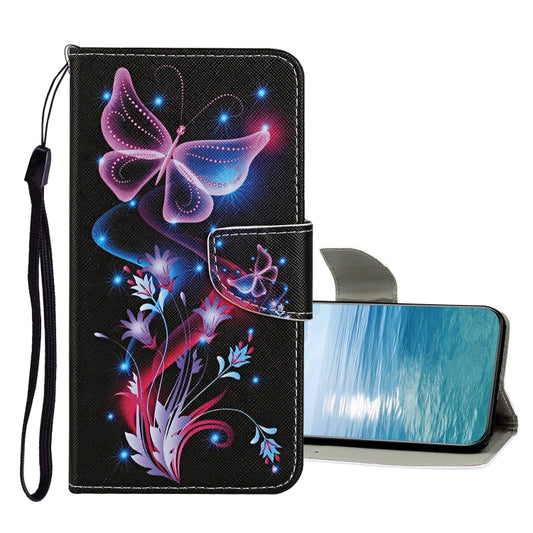 For Samsung Galaxy A13 4G Colored Drawing Pattern Flip Leather Case(Fluorescent Butterfly) - Samsung Accessories by buy2fix | Online Shopping UK | buy2fix