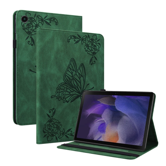For Samsung Galaxy Tab A8 10.5 2021 Butterfly Flower Embossed Leather Tablet Case(Green) - Samsung Accessories by buy2fix | Online Shopping UK | buy2fix