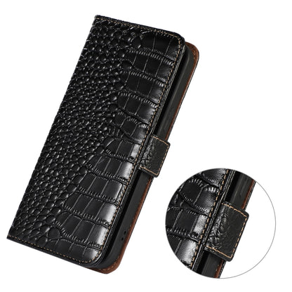 For Samsung Galaxy Xcover6 Pro Crocodile Top Layer Cowhide Leather Phone Case(Black) - Galaxy Phone Cases by buy2fix | Online Shopping UK | buy2fix