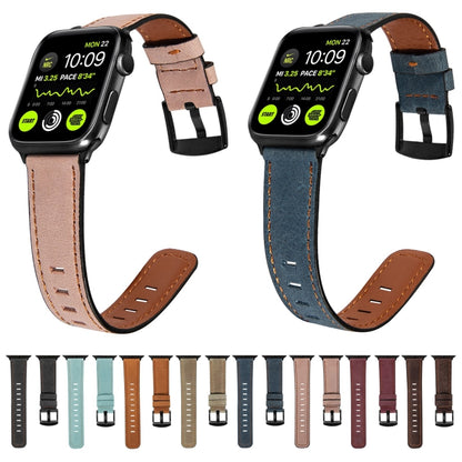 Retro Leather Watch Band For Apple Watch Series 8&7 41mm / SE 2&6&SE&5&4 40mm / 3&2&1 38mm(Black) - Smart Wear by buy2fix | Online Shopping UK | buy2fix