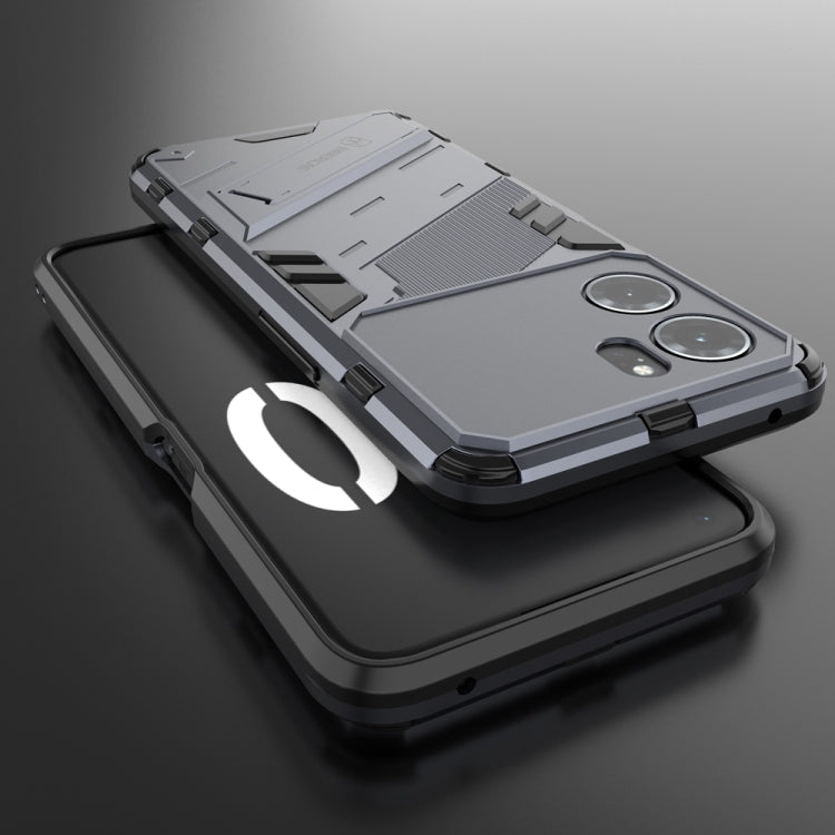 For OPPO K10 5G China Punk Armor 2 in 1 PC + TPU Shockproof Phone Case with Invisible Holder(Grey) - OPPO Cases by buy2fix | Online Shopping UK | buy2fix