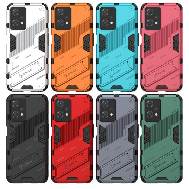 For OnePlus Nord CE 2 Lite 5G/Realme 9 Pro Punk Armor 2 in 1 Shockproof Phone Case with Invisible Holder(Light Red) - OnePlus Cases by buy2fix | Online Shopping UK | buy2fix