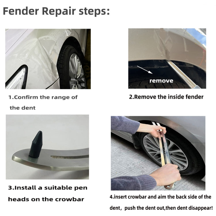 N8 10 in 1 Car Paintless Dent Removal Fender Damage Repair Puller Lifter Arc Crowbar Tools Hook Rods kit - In Car by buy2fix | Online Shopping UK | buy2fix