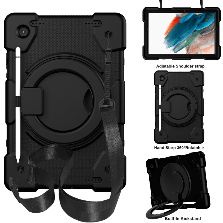 For Samsung Galaxy Tab A8 10.5 2021 Silicone + PC Full Body Protection Tablet Case With Holder & Strap(Black) - Other Galaxy Tab PC by buy2fix | Online Shopping UK | buy2fix