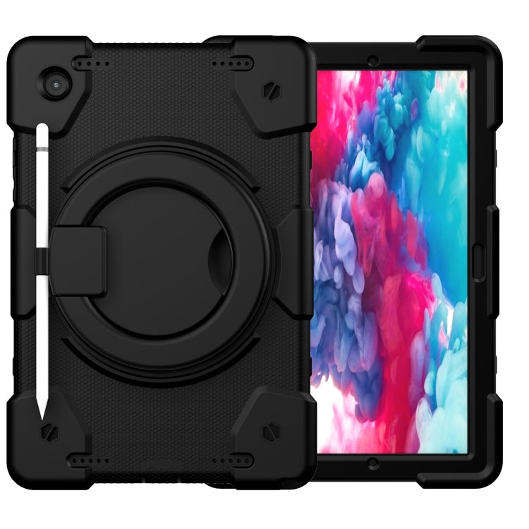 For Samsung Galaxy Tab A8 10.5 2021 Silicone + PC Full Body Protection Tablet Case With Holder & Strap(Black) - Other Galaxy Tab PC by buy2fix | Online Shopping UK | buy2fix