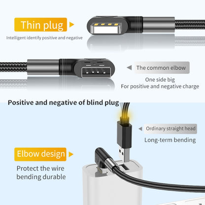 3A USB to USB-C/Type-C Double Elbow Charging Cable(2m) -  by buy2fix | Online Shopping UK | buy2fix