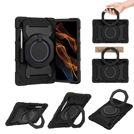 For Samsung Galaxy Tab S8 Ultra Armor Contrast Color Silicone + PC Tablet Case(Black) - Galaxy Tab S8 Ultra Cases by buy2fix | Online Shopping UK | buy2fix