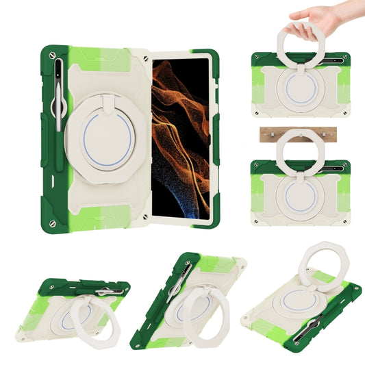 For Samsung Galaxy Tab S8 Ultra Armor Contrast Color Silicone + PC Tablet Case(Colorful Green) - Galaxy Tab S8 Ultra Cases by buy2fix | Online Shopping UK | buy2fix