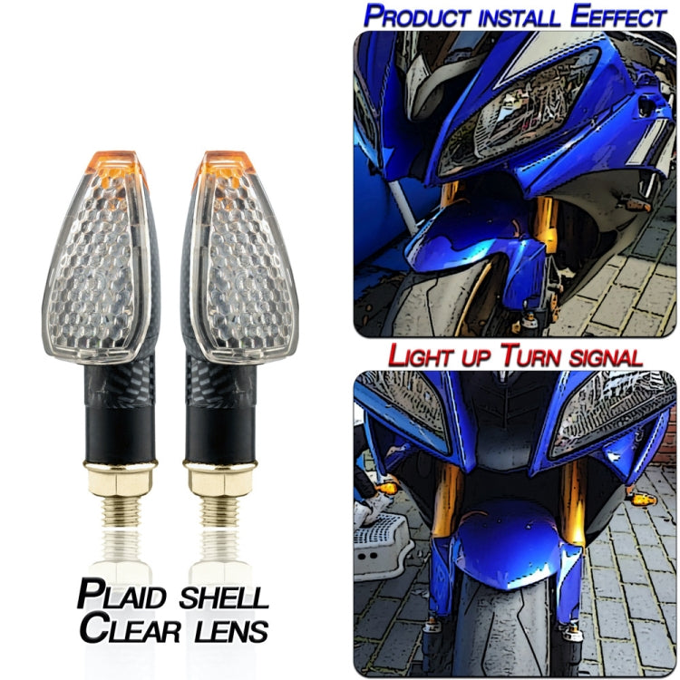 2 PCS KC025 Motorcycle 14LED Turn Signal Light(Lattice Shell + Transparent Black Lenses) - In Car by buy2fix | Online Shopping UK | buy2fix