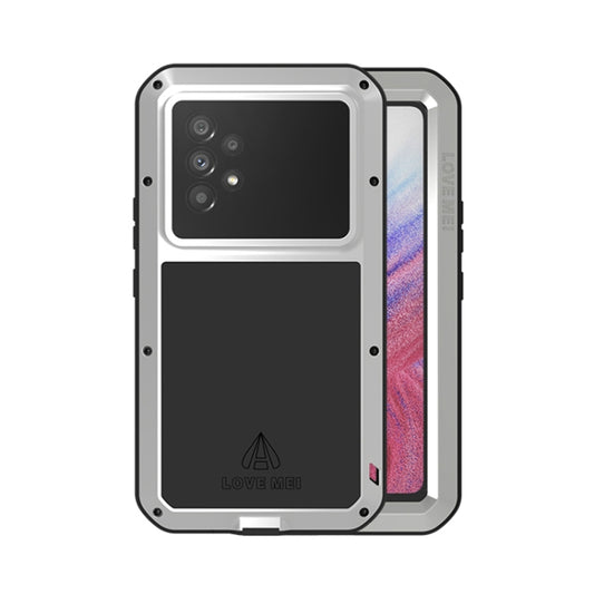For Samsung Galaxy A53 LOVE MEI Metal Shockproof Waterproof Dustproof Protective Phone Case with Glass(Silver) - Galaxy Phone Cases by LOVE MEI | Online Shopping UK | buy2fix